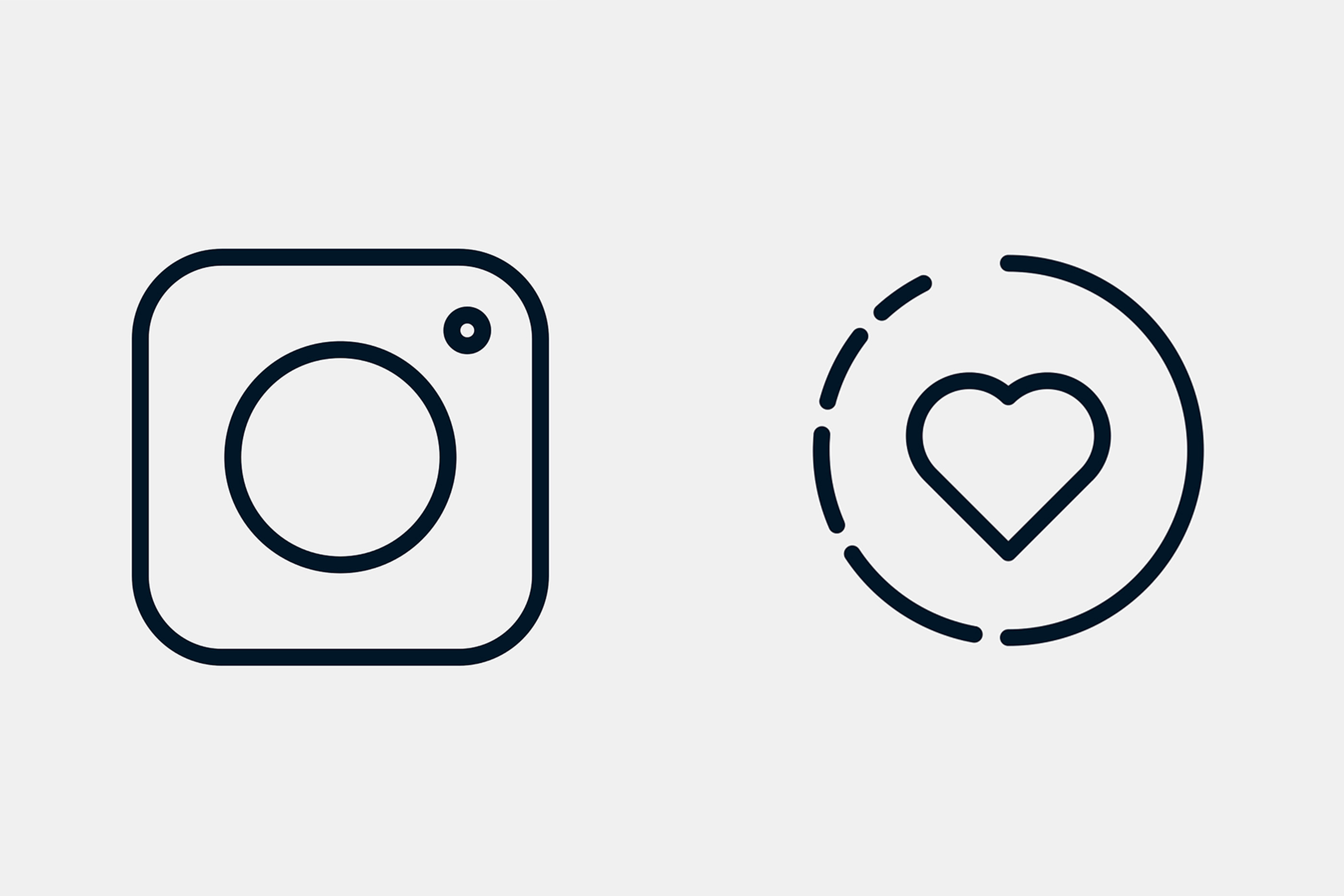 Dois ícones que representam dois símbolos presentes na rede social instagram.
