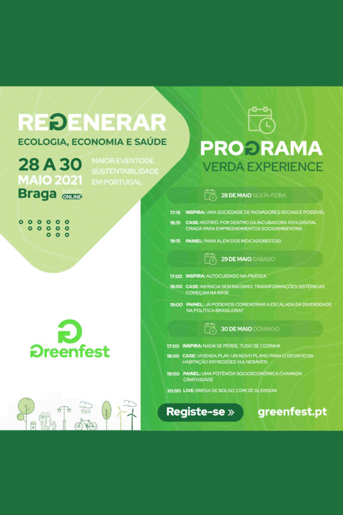Programa da 13ª edição do Greenfest, cujo tema é a Regeneração.
